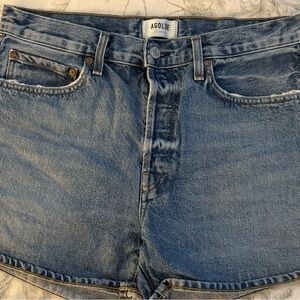 Agolde Blue Parker Long Denim Jean Shorts Size 29
